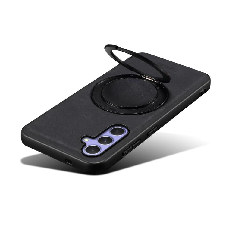 For Samsung Galaxy A55 5G Denior A14 Skin Feel Rotating Holder MagSafe Phone Case(Black)