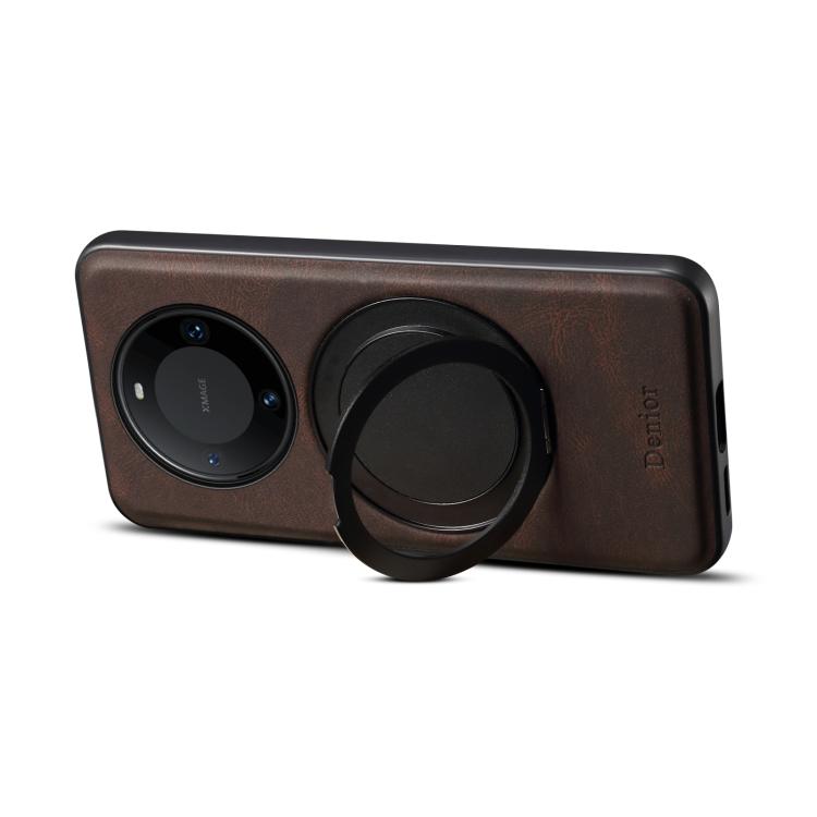 For Huawei Mate 60 Pro / 60 Pro+ Denior A14 Skin Feel Rotating Holder MagSafe Phone Case(Brown)