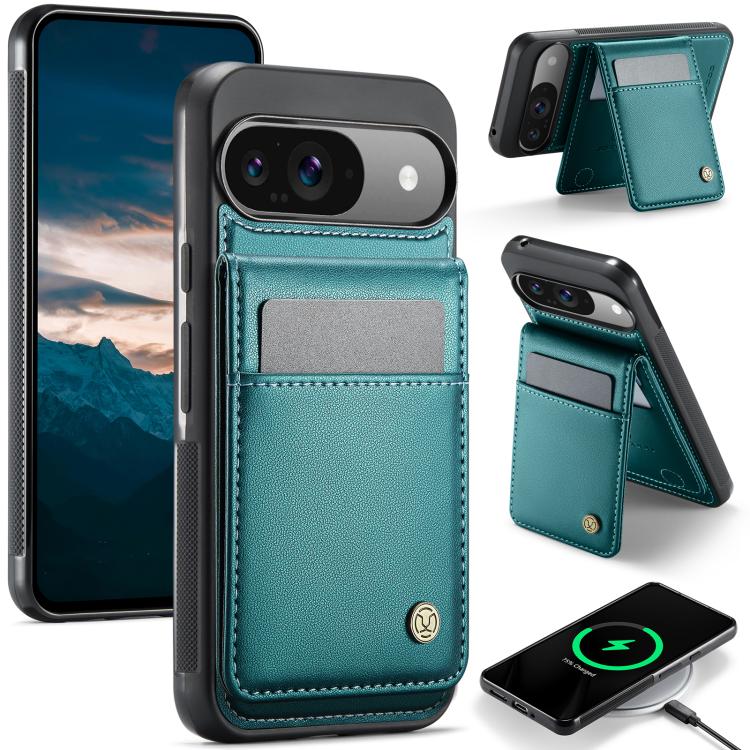 For Google Pixel 9 / 9 Pro JEEHOOD J06 British Style RFID MagSafe Card Bag PU Phone Case(Green)
