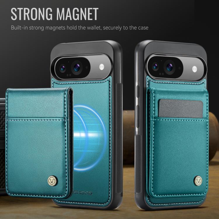 For Google Pixel 9 / 9 Pro JEEHOOD J06 British Style RFID MagSafe Card Bag PU Phone Case(Green)