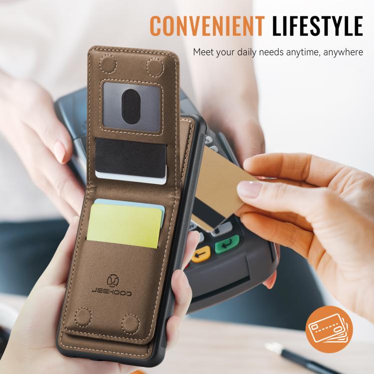 For Google Pixel 9 Pro XL JEEHOOD J06 British Style RFID MagSafe Card Bag PU Phone Case(Brown)