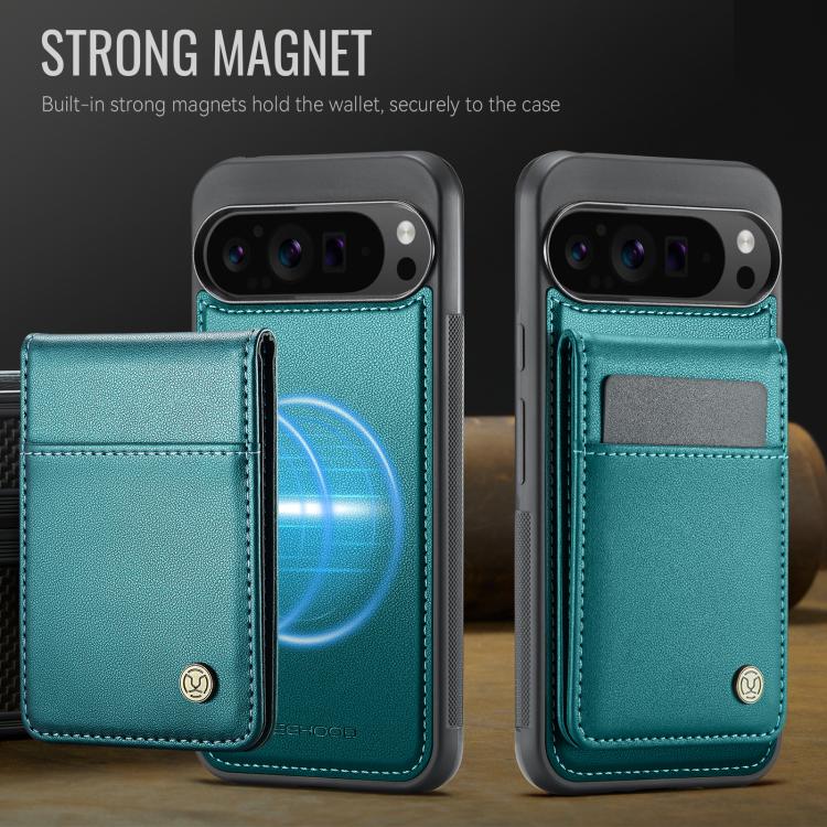 For Google Pixel 9 Pro XL JEEHOOD J06 British Style RFID MagSafe Card Bag PU Phone Case(Green)