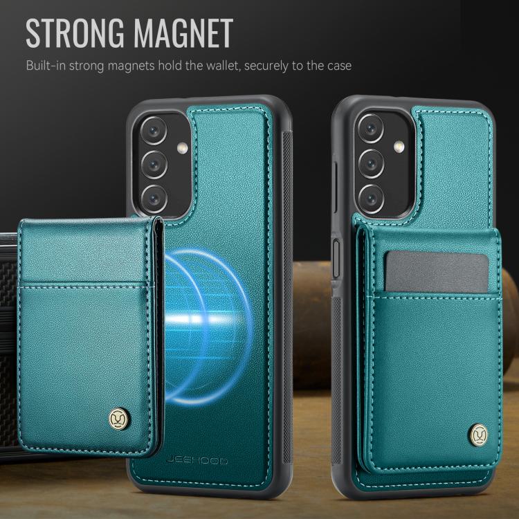 For Samsung Galaxy A13 4G JEEHOOD J06 British Style RFID MagSafe Card Bag PU Phone Case(Green)