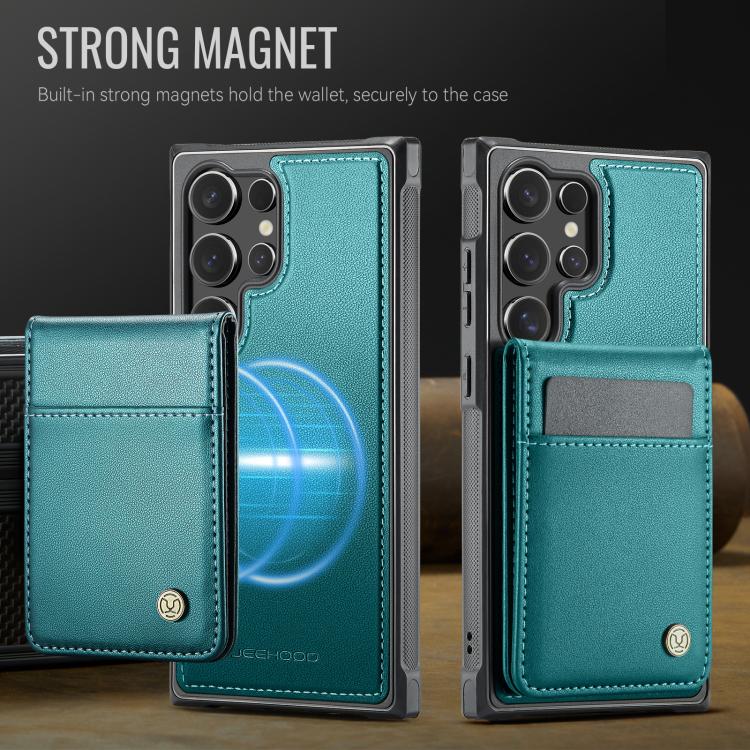 For Samsung Galaxy S24 Ultra 5G JEEHOOD J06 British Style RFID MagSafe Card Bag PU Phone Case(Green)