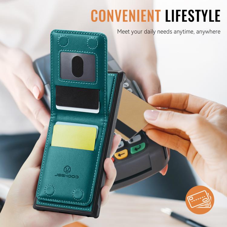 For Samsung Galaxy S24 Ultra 5G JEEHOOD J06 British Style RFID MagSafe Card Bag PU Phone Case(Green)