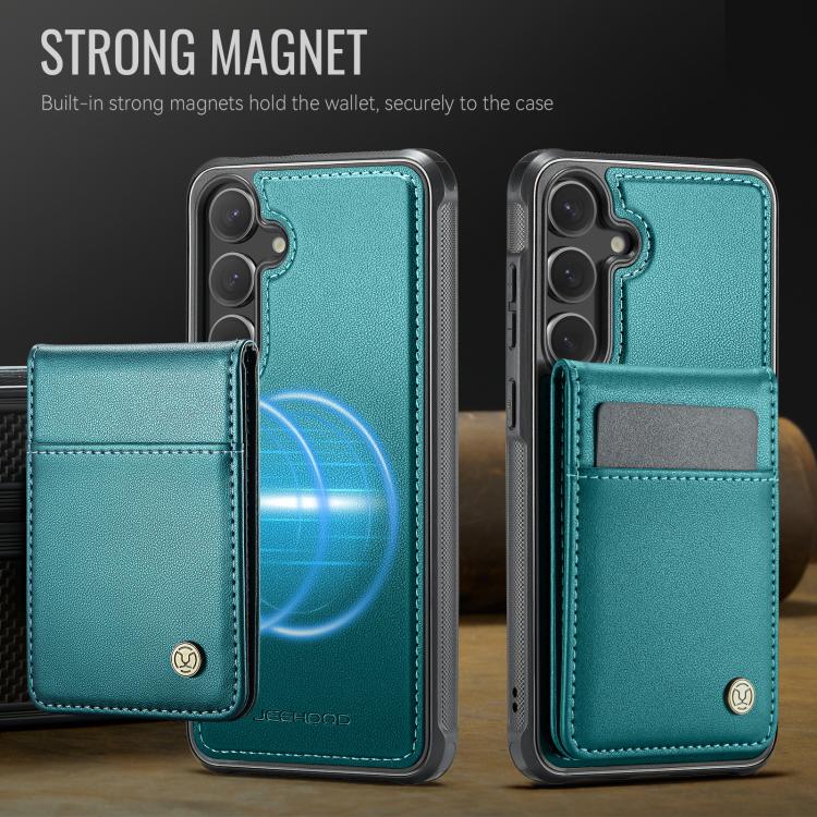 For Samsung Galaxy S24 5G JEEHOOD J06 British Style RFID MagSafe Card Bag PU Phone Case(Green)