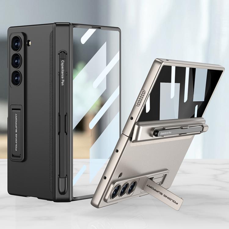For Samsung Galaxy Z Fold6 Slim GKK Integrated Full Coverage Magnetic Fold Phone Case with Pen Slot / Pen(Titanium Gray)