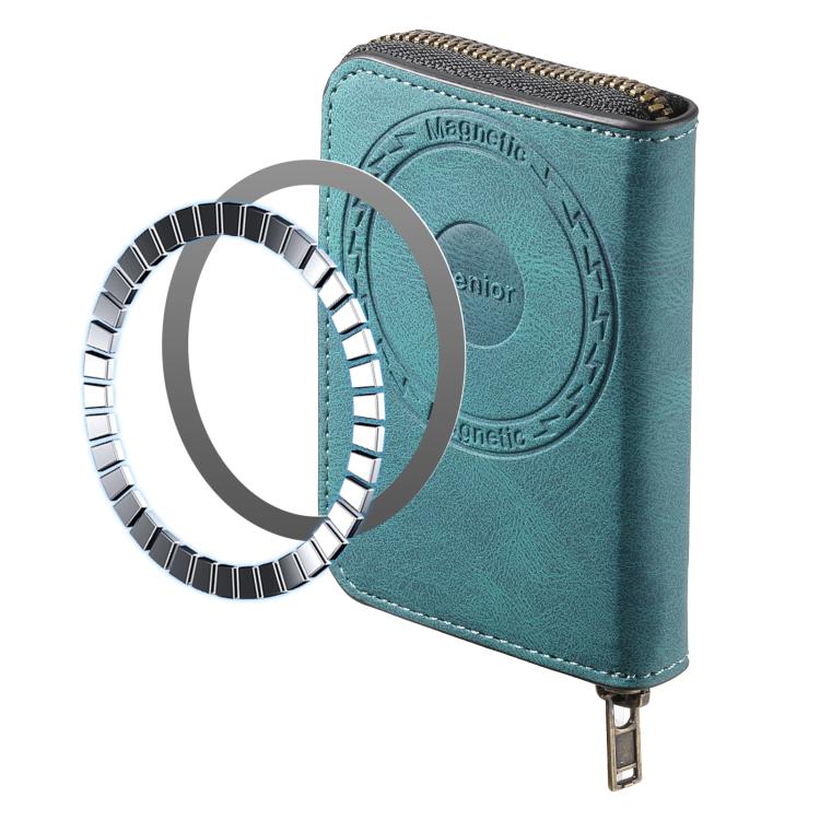 Denior V17 Skin Feel MagSafe RFID Zipper Wallet Card Bag Case(Green)