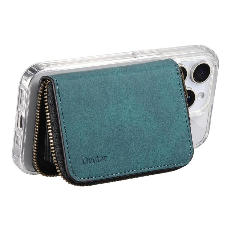 Denior V17 Skin Feel MagSafe RFID Zipper Wallet Card Bag Case(Green)