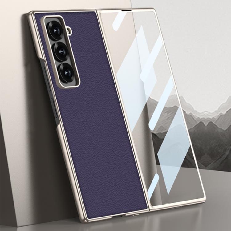 For Samsung Galaxy Z Fold6 Slim GKK Integrated Metal Paint Skin Feel Leather Full Coverage Phone Case(Purple)