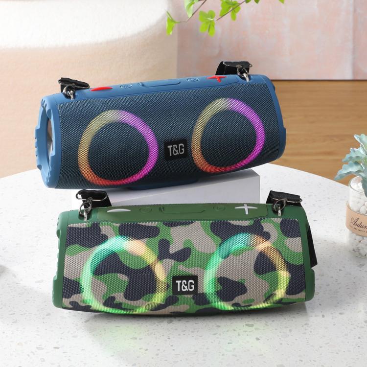 T&G TG676 30W Music Battle Drum Portable Strap Bluetooth Speaker with RGB Light(Blue)