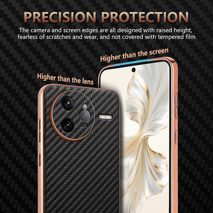 For Redmi K80 Pro AZNS Electroplated Edge Carbon Fiber Texture Phone Case(Brown)