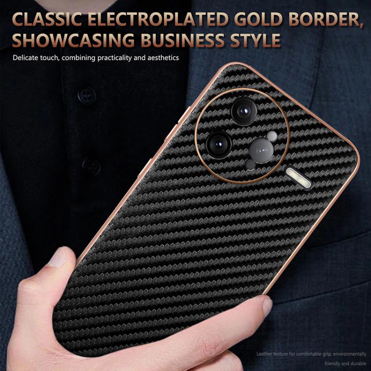 For Redmi K80 Pro AZNS Electroplated Edge Carbon Fiber Texture Phone Case(Blue)