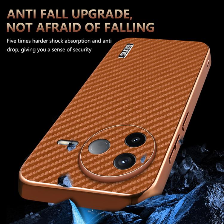 For Redmi K80 AZNS Electroplated Edge Carbon Fiber Texture Phone Case(Black)