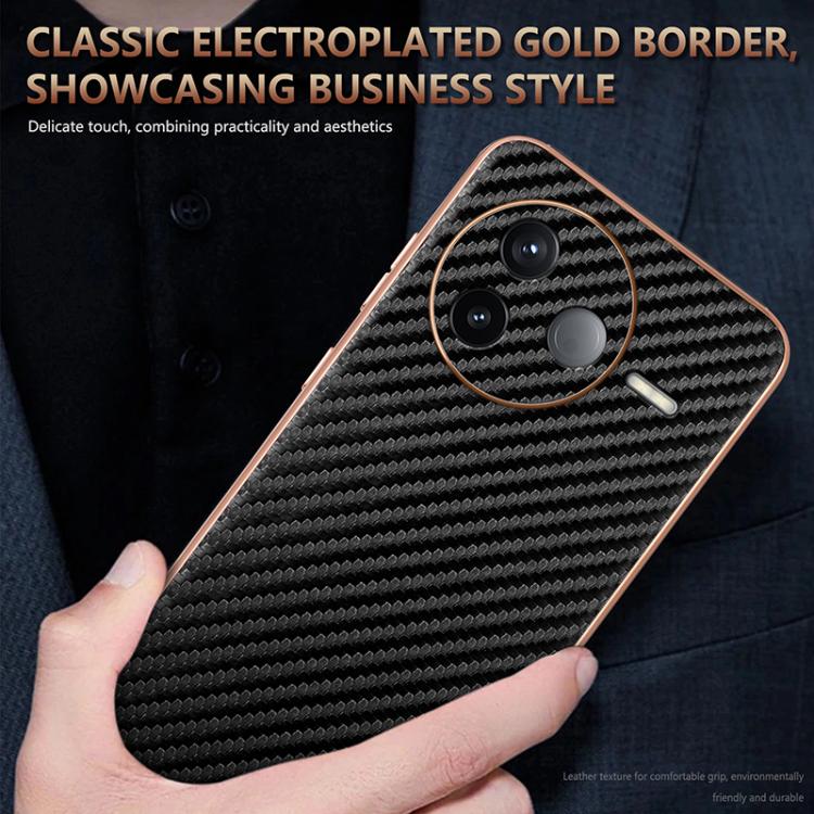 For Redmi K80 AZNS Electroplated Edge Carbon Fiber Texture Phone Case(Blue)