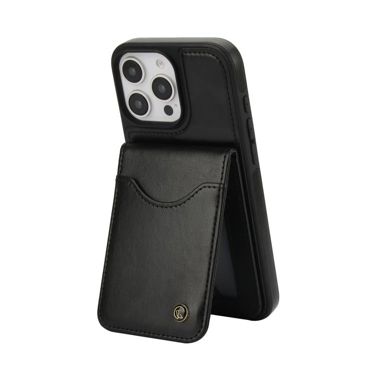 For iPhone 16 Pro Max AwQuer Vertical Flip Card Bag Holder Leather Phone Case(Black)