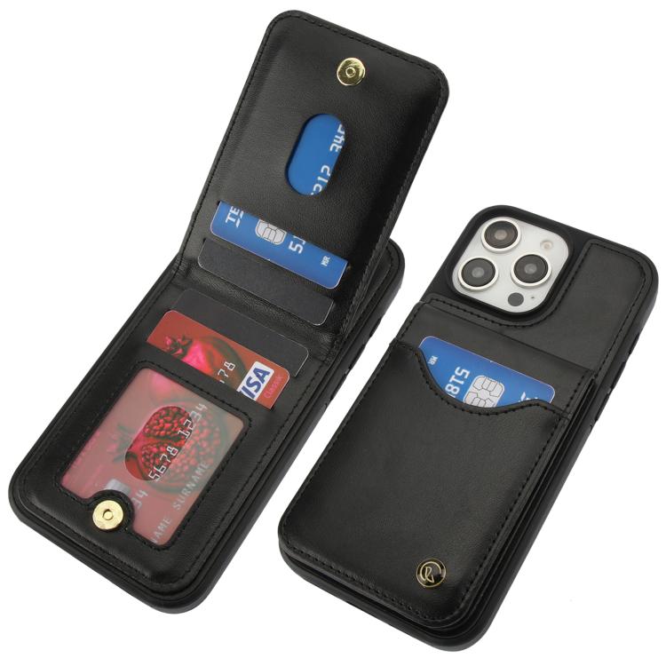 For iPhone 16 Pro Max AwQuer Vertical Flip Card Bag Holder Leather Phone Case(Black)