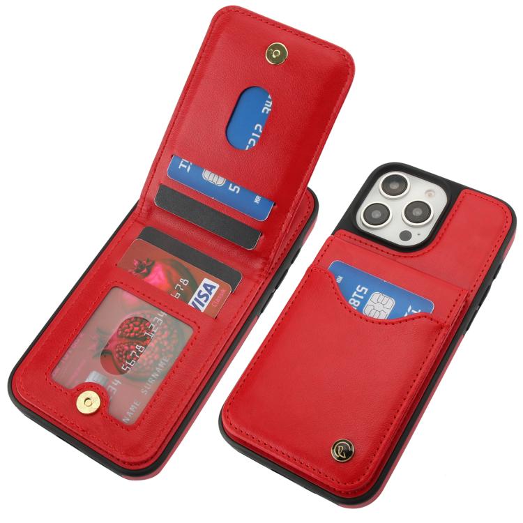 For iPhone 16 Pro Max AwQuer Vertical Flip Card Bag Holder Leather Phone Case(Red)