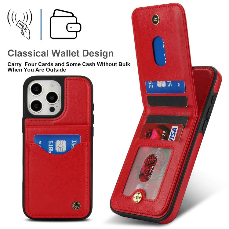 For iPhone 16 Pro Max AwQuer Vertical Flip Card Bag Holder Leather Phone Case(Red)