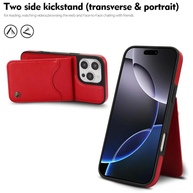 For iPhone 16 Pro Max AwQuer Vertical Flip Card Bag Holder Leather Phone Case(Red)