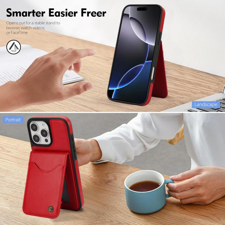 For iPhone 16 Pro Max AwQuer Vertical Flip Card Bag Holder Leather Phone Case(Red)