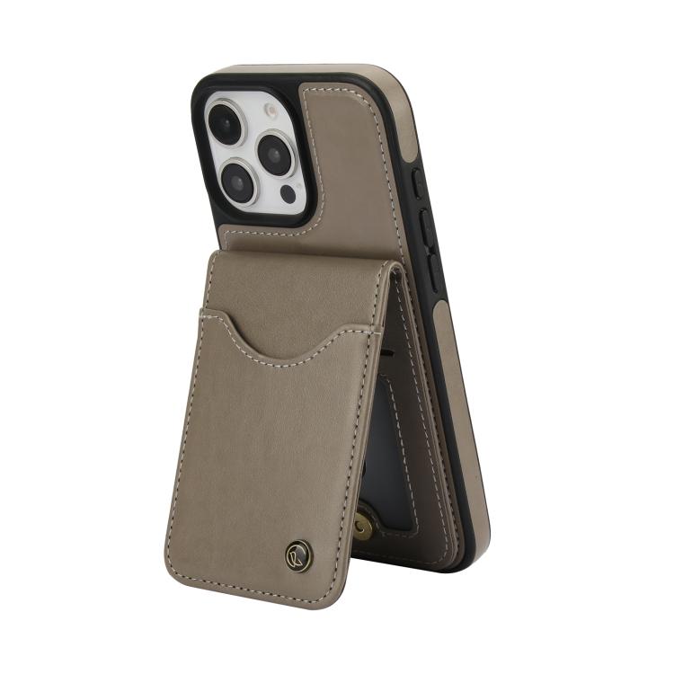 For iPhone 16 Pro Max AwQuer Vertical Flip Card Bag Holder Leather Phone Case(Grey)