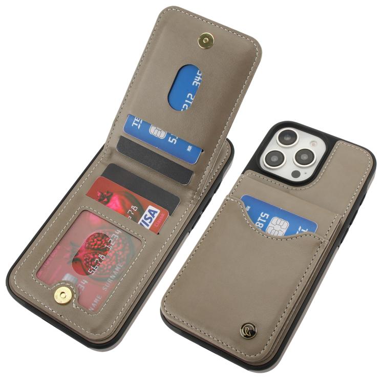 For iPhone 16 Pro Max AwQuer Vertical Flip Card Bag Holder Leather Phone Case(Grey)