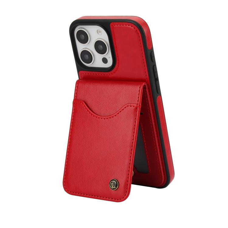 For iPhone 16 Pro AwQuer Vertical Flip Card Bag Holder Leather Phone Case(Red)