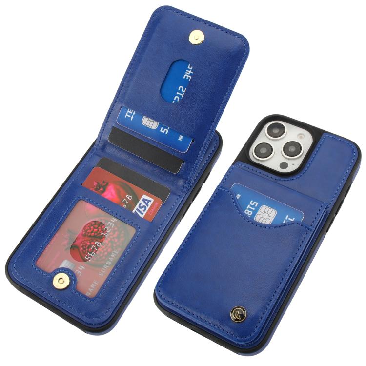 For iPhone 16 Pro AwQuer Vertical Flip Card Bag Holder Leather Phone Case(Blue)