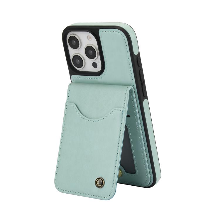 For iPhone 16 Pro AwQuer Vertical Flip Card Bag Holder Leather Phone Case(Green)