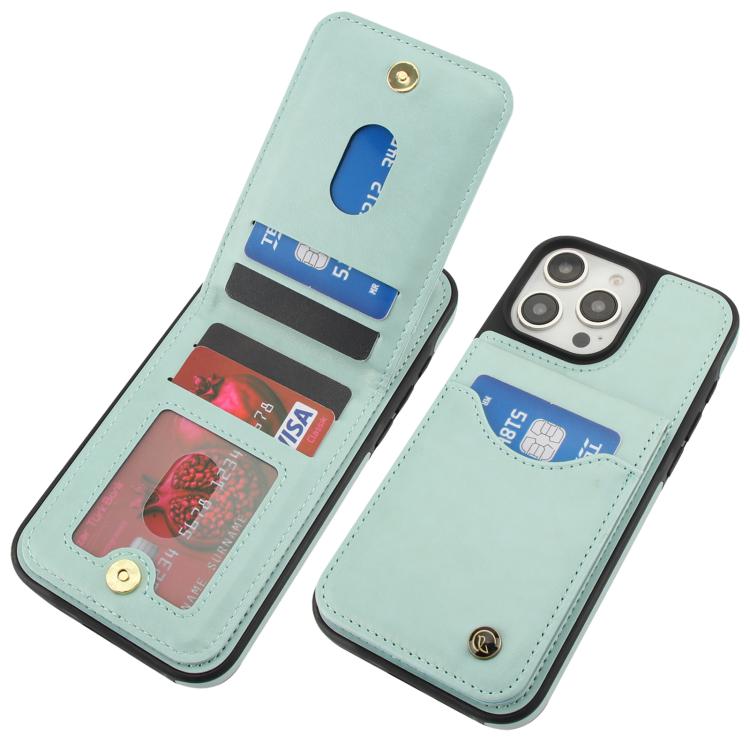 For iPhone 16 Pro AwQuer Vertical Flip Card Bag Holder Leather Phone Case(Green)