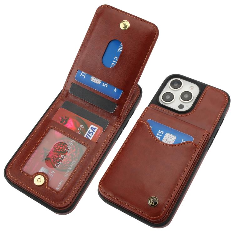 For iPhone 16 Pro AwQuer Vertical Flip Card Bag Holder Leather Phone Case(Brown)