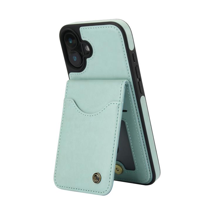 For iPhone 16 Plus AwQuer Vertical Flip Card Bag Holder Leather Phone Case(Green)
