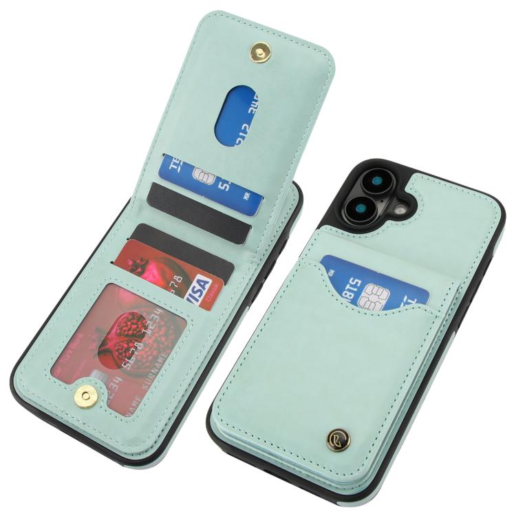 For iPhone 16 Plus AwQuer Vertical Flip Card Bag Holder Leather Phone Case(Green)