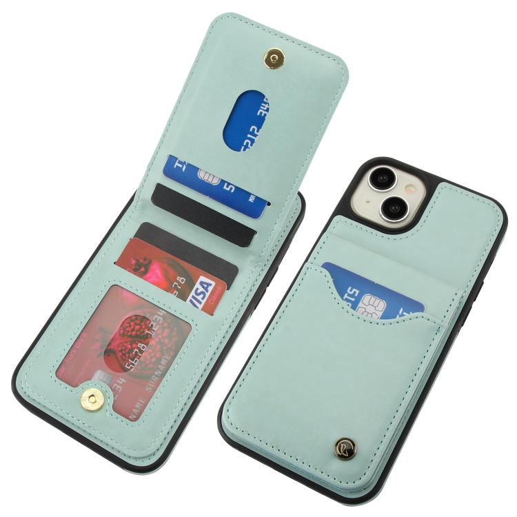 For iPhone 15 Plus AwQuer Vertical Flip Card Bag Holder Leather Phone Case(Green)