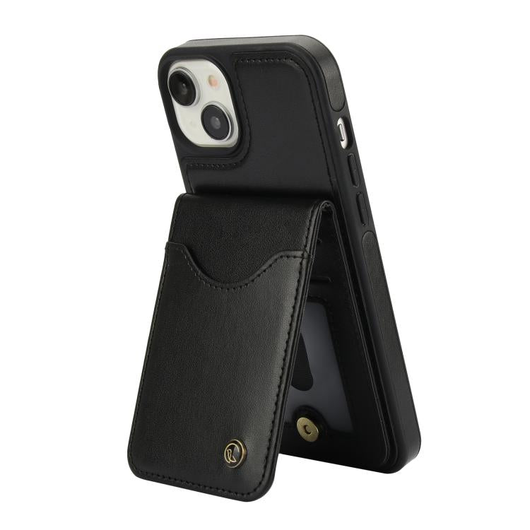 For iPhone 14 / 13 AwQuer Vertical Flip Card Bag Holder Leather Phone Case(Black)