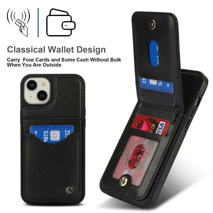 For iPhone 14 / 13 AwQuer Vertical Flip Card Bag Holder Leather Phone Case(Black)