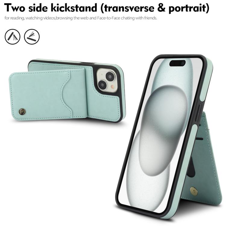 For iPhone 14 / 13 AwQuer Vertical Flip Card Bag Holder Leather Phone Case(Green)