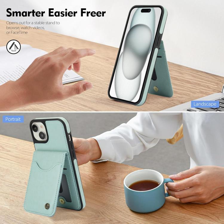 For iPhone 14 / 13 AwQuer Vertical Flip Card Bag Holder Leather Phone Case(Green)