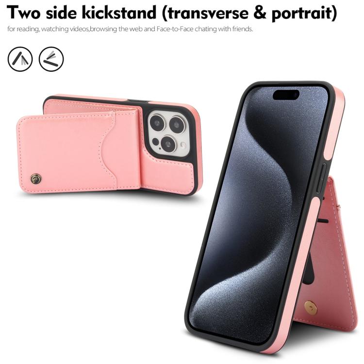For iPhone 14 Pro AwQuer Vertical Flip Card Bag Holder Leather Phone Case(Rose Gold)