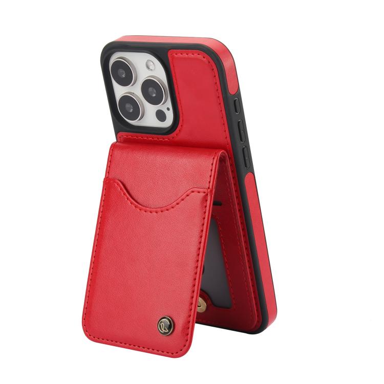 For iPhone 14 Pro Max AwQuer Vertical Flip Card Bag Holder Leather Phone Case(Red)