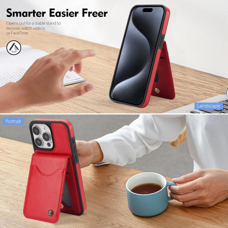 For iPhone 14 Pro Max AwQuer Vertical Flip Card Bag Holder Leather Phone Case(Red)