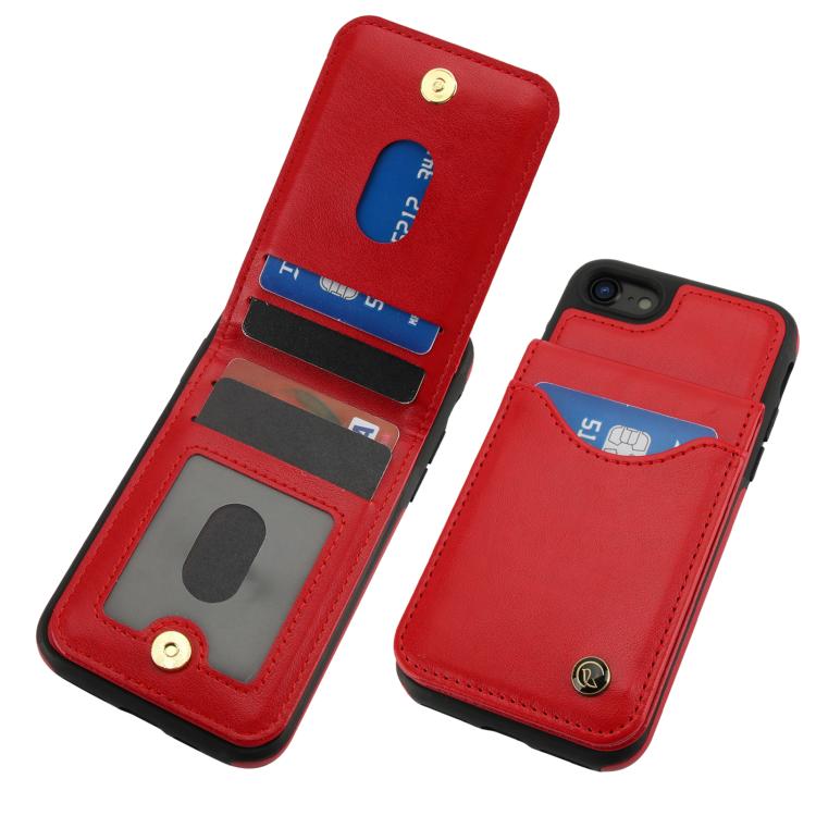 For iPhone 7 / 8 / SE 2022 AwQuer Vertical Flip Card Bag Holder Leather Phone Case(Red)