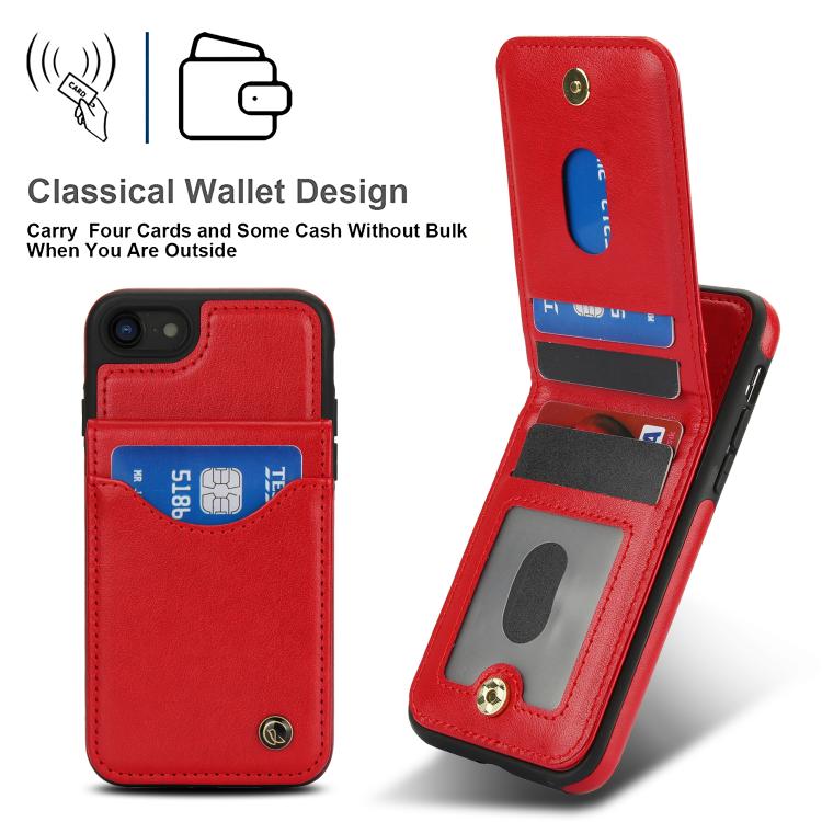 For iPhone 7 / 8 / SE 2022 AwQuer Vertical Flip Card Bag Holder Leather Phone Case(Red)