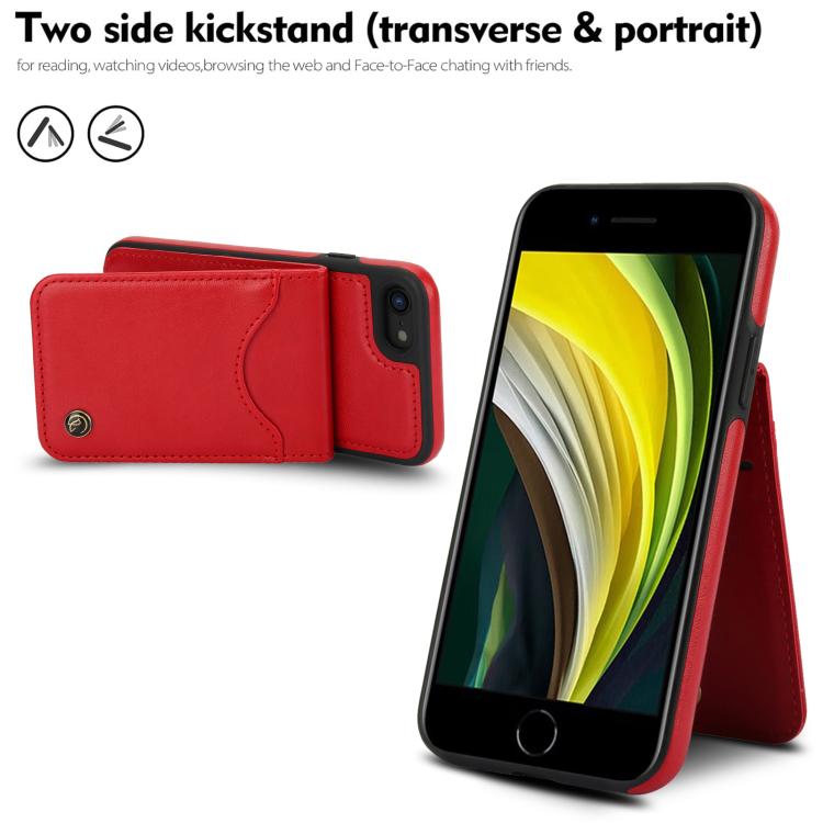 For iPhone 7 / 8 / SE 2022 AwQuer Vertical Flip Card Bag Holder Leather Phone Case(Red)
