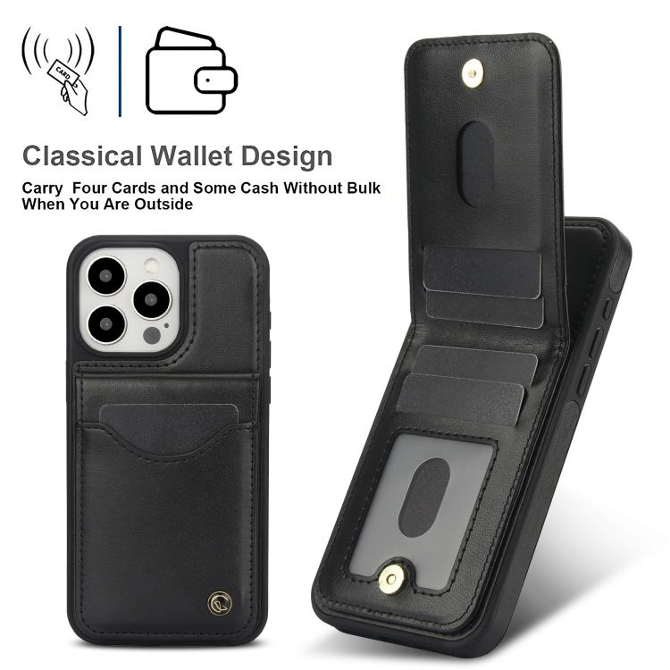 For iPhone 13 Pro Max AwQuer Vertical Flip Card Bag Holder Leather Phone Case(Black)