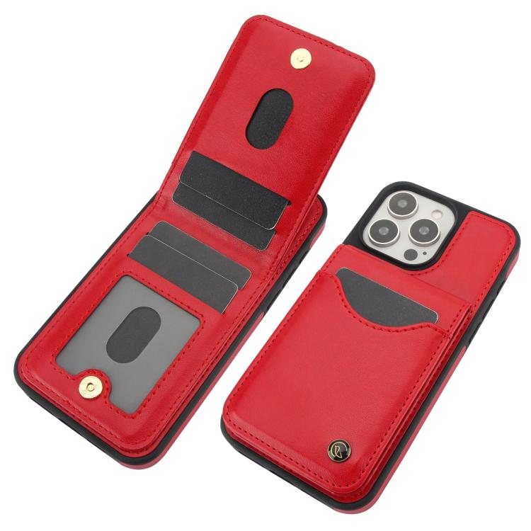 For iPhone 13 Pro Max AwQuer Vertical Flip Card Bag Holder Leather Phone Case(Red)