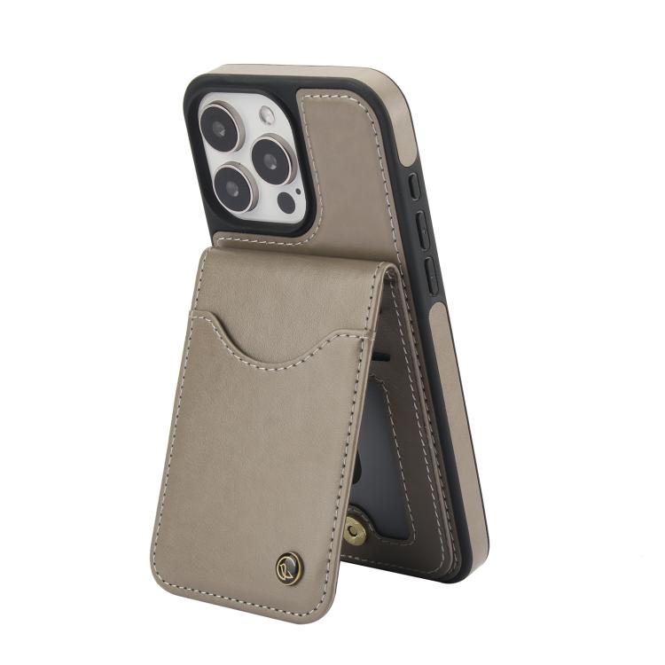 For iPhone 13 Pro Max AwQuer Vertical Flip Card Bag Holder Leather Phone Case(Grey)