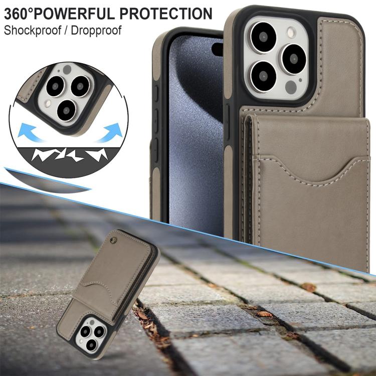 For iPhone 13 Pro Max AwQuer Vertical Flip Card Bag Holder Leather Phone Case(Grey)