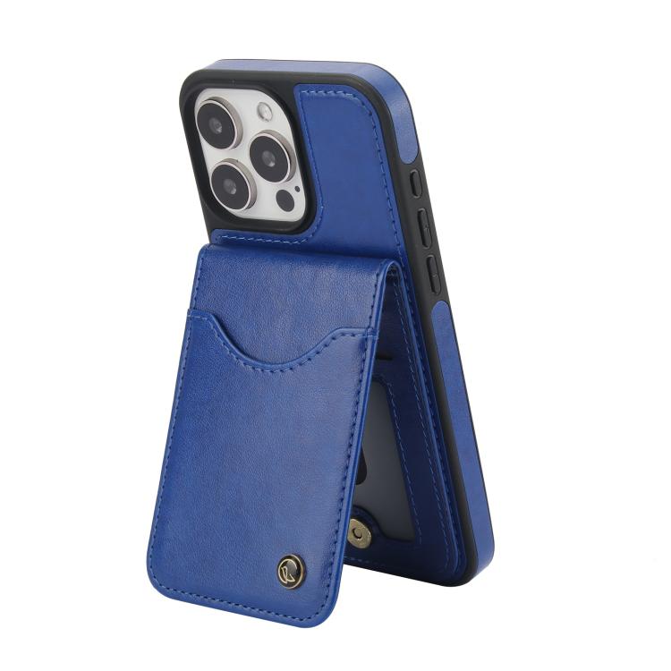For iPhone 13 Pro Max AwQuer Vertical Flip Card Bag Holder Leather Phone Case(Blue)